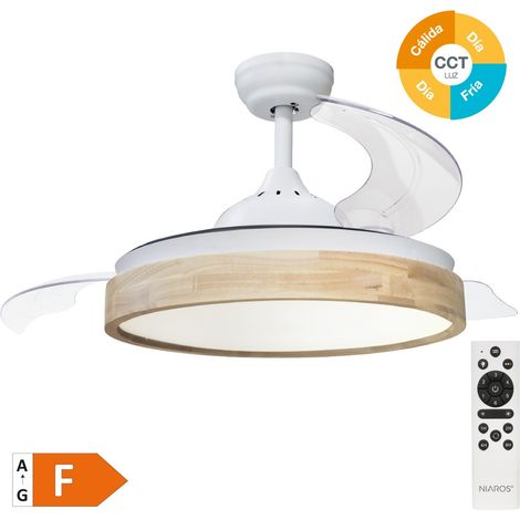 Ventilador techo Ranta con luz CCT regulable y mando Ø107 3 aspas retráctiles DC Blanco (1/5)