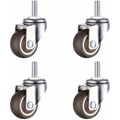 Ruote piroettanti in gomma M8x20mm, diametro 38mm, per mobili, lettini e carrelli per bambini.