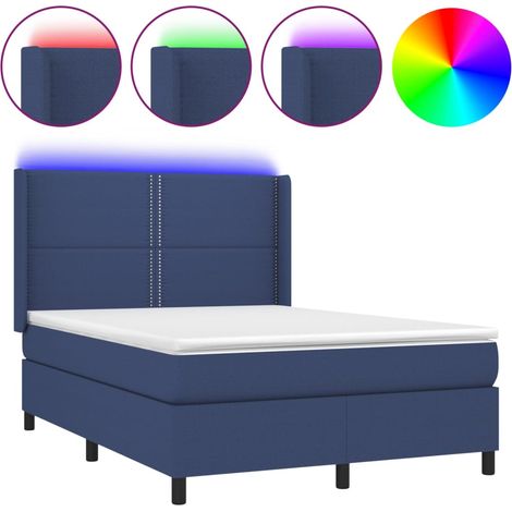 Maison Exclusive - Sommier à lattes de lit matelas LED Bleu 140x200 cm Tissu (1/5)
