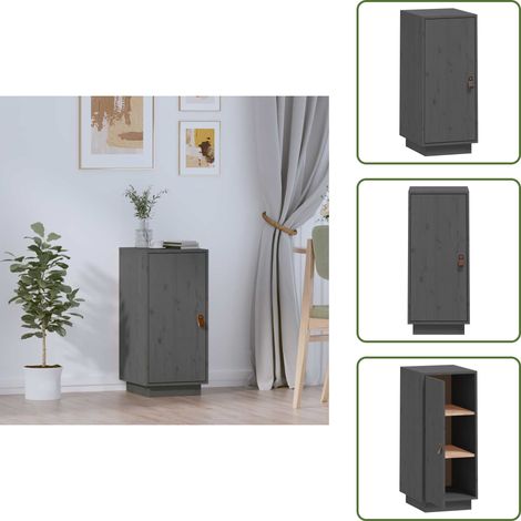 Buffet Gris 34x40x75 cm Bois massif de pin - Buffet - Meuble De Rangement - Commode - Armoire - Bois Massif (1/5)