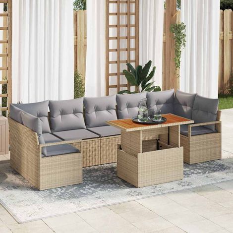 Set Divano da Giardino 8 pz 7-Numero di posti Beige e grigio vidaXL (1/5)