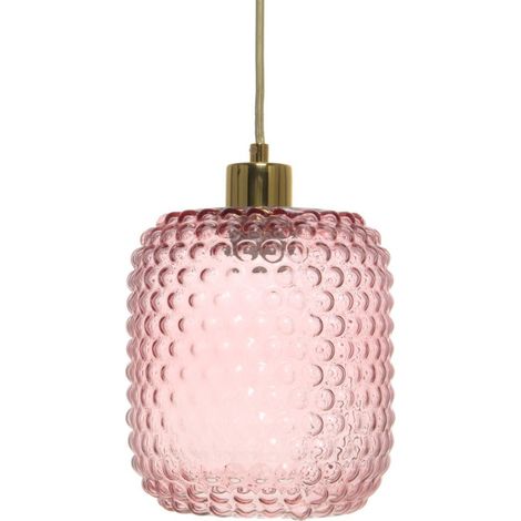 Lampe Suspension en Verre "Irène" 27cm Rose (1/4)