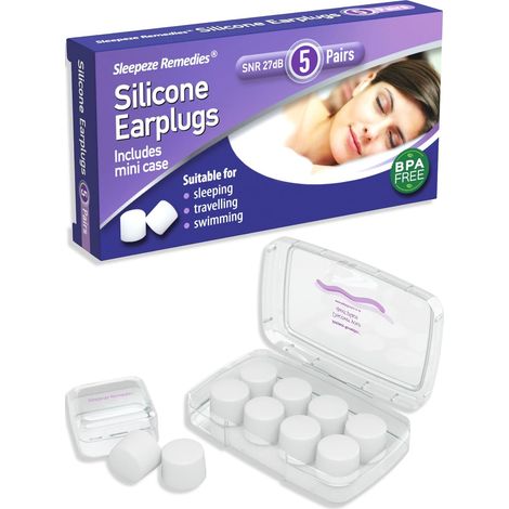 Bouchons D'Oreille Silicone 5 Clair Paires, 27dB Moulable Bouchon Oreilles Anti bruit pour Dormir, Bouchon d'oreille de Natation, Earplug pour Sommeil, Ronflement, Voyage (1/5)