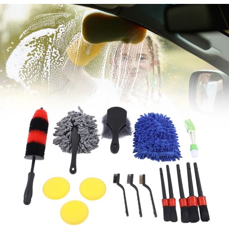 Kit de nettoyage auto 16 pièces, kit de nettoyage intérieur, brosse de nettoyage auto (1/5)