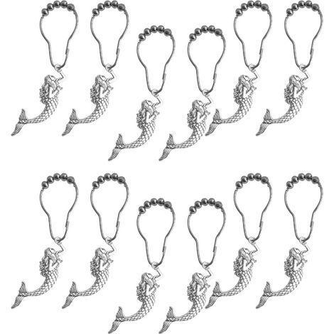 Crochets Faciles Sirène à Argenté en 12 Style Chic Pièces pour de Décoratifs Acier Inoxydable Élégante Rideaux Décoration Marine (1/5)