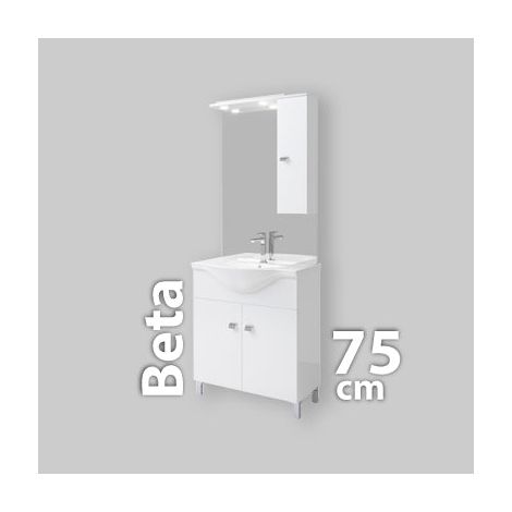 Composizione Bagno Da Terra Savinidue Seria Con Pensile 76 X 50 X 191 H Cm Bianco Lucido (1/4)