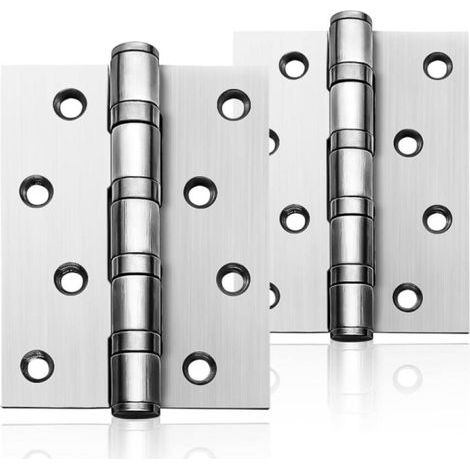 Set of 1 pair of heavy-duty ball-bearing door hinges in silver chrome-plated stainless steel for interior and exterior doors (1/5)