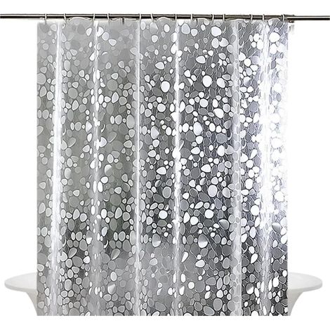 Rideau de Douche PEVA Imperméable et Résistant à la Moisissure Rideau de Salle de Bain Semi-Transparent avec Crochets de Rideaux 180x180cm Pierre de Cristal (1/5)