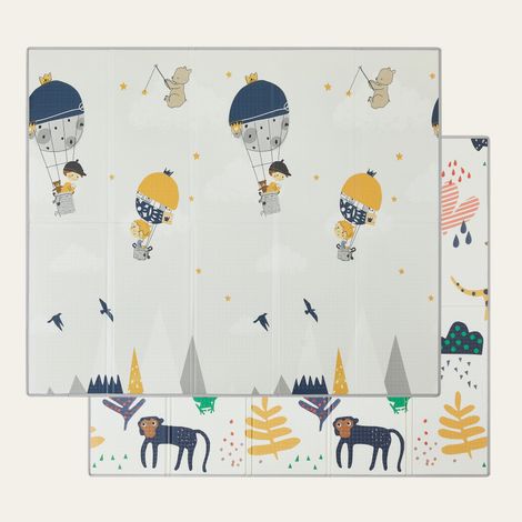 CASABEL Tapis d’Éveil Bébé 180×200 cm, Pliable, Motifs Montagnes