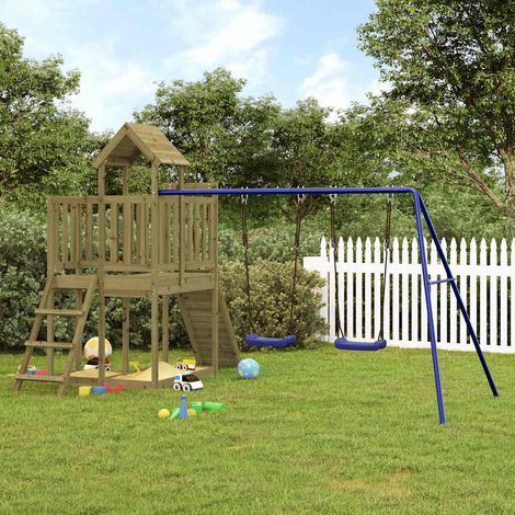 Aire de Jeux d'extérieur Maisonnette de jeu Maison enfant exterieur bois de pin imprégné 39452 (1/5)