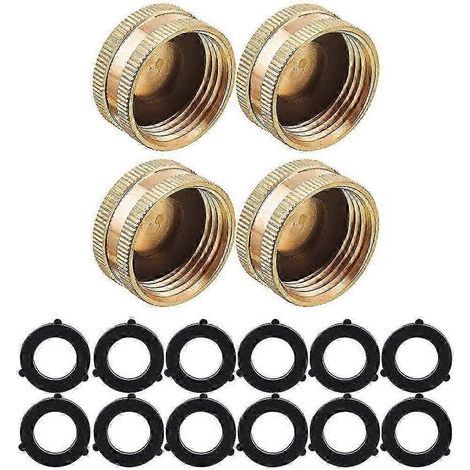 Embout femelle en laiton pour tuyau d'arrosage avec 12 rondelles supplémentaires - Bouchon de robinet durable pour une connexion étanche (1/5)