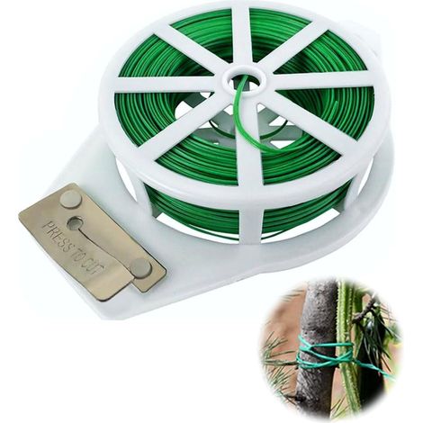 Liens de Jardinage pour Ligatures, Fil de Jardin Vert, 50m Attache de Jardin pour Plantes, Cravate de Jardin Douce Fil de Fer Jardin avec Coupe, Fil Metal de Fer avec Revêtement Plastique, 50m x 1Pcs (1/5)