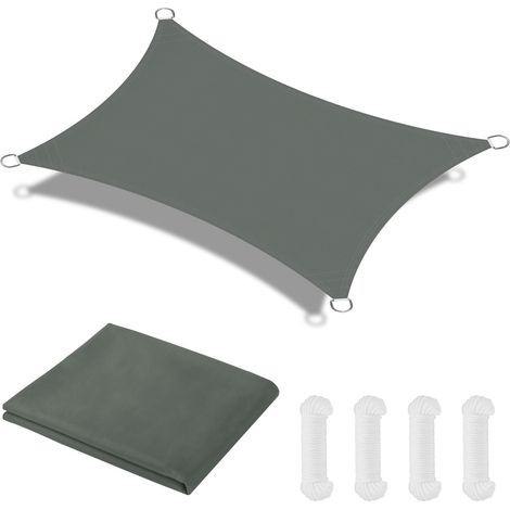 Voile d'ombrage Rectangulaire 3 4m, Toile Ombrage avec 4 Corde Libre, Auvent Imperméable UV Protection, Imperméable Toile Ombrages pour Jardin Terrasse Extérieur Patio Piscine Balcon(Gris) (1/5)