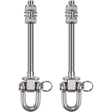 Heavy Duty Stainless Steel Swing Brackets - 300kg Load Capacity - 21cm x M10 - Wood and Steel Swing Hooks - for Yoga Hammocks, Hammocks, Punching Bags, Conservatories (1/4)