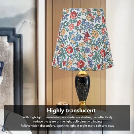 Konischer Lampenschirm aus Stoff mit Blumenmuster für Steh- oder Stehlampen mit E14-Fassung (1/4)