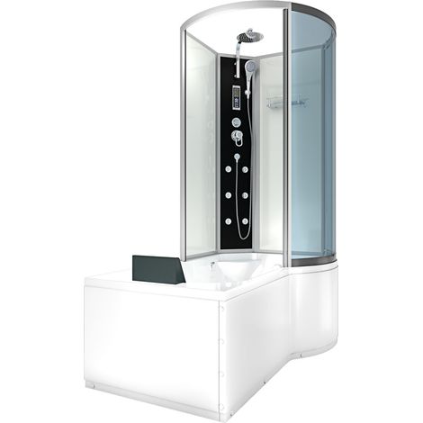 Kombination Badewanne Dusche K50-L01 Duschtempel 170x100 cm (1/5)
