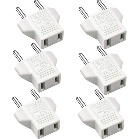 US-auf-EU-Adapter, [6er-Pack] 2-polig CN China US auf 2-polig EU Frankreich, Deutschland, Spanien, Ägypten usw. – Weiß