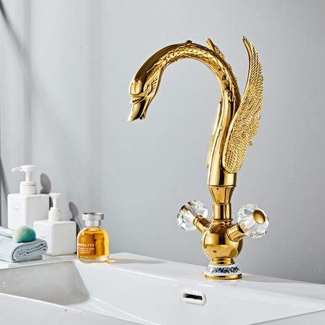 S-giant Ensemble de Robinetterie de Lavabo de Salle de Bain au Style Élégant et Opulent, Installation sur Plan Vasque, Mitigeur Mélangeur pour Lavabo avec Eau Chaude et Froide, Inspiré par l'Élégance (1/5)