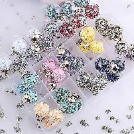Lot de 10 boules de Noël transparentes en forme d'étoile, en verre pailleté coloré, bleu foncé, pour décorer votre sapin. (1/3)