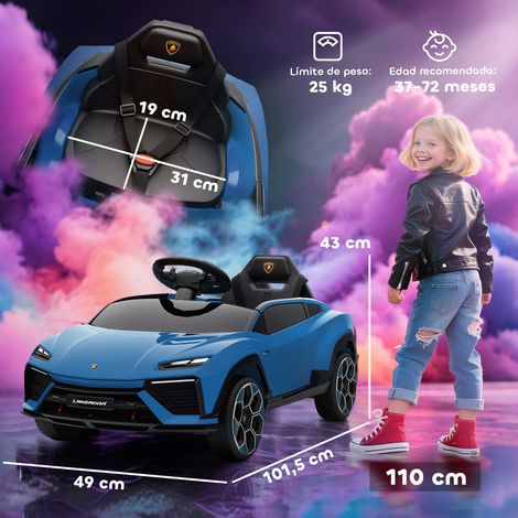 Lizenziertes Lamborghini-Elektroauto für Kinder ab 3 Jahren, 12-V-Akku, 2,4-GHz-Fernbedienung, Doppelmotor, Blau