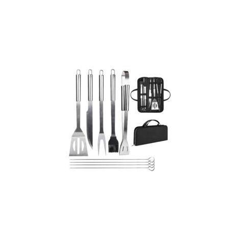 Ensemble de couverts pour barbecue, accessoires professionnels pour barbecue, ensemble d'outils pour barbecue avec sac de transport facile pour hommes, cadeau (9 pièces) (1/4)