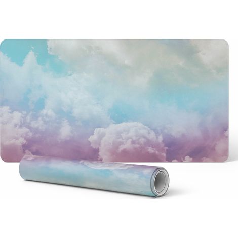 Mantel decorativo con estampado premium de nubes en tonos pastel, 90x45 cm.