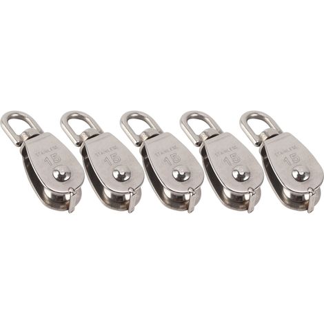 5 poulies simples en acier inoxydable, 1500 kg, roulement à billes, épaisseur 15 mm, quincaillerie robuste (1/5)