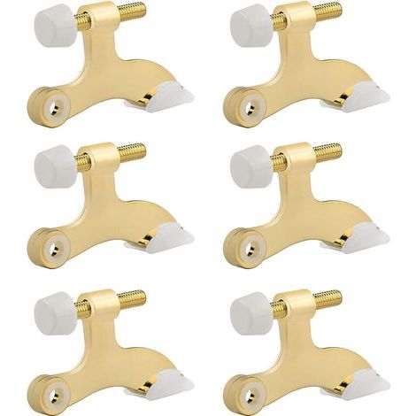 6 Butoirs Porte Laiton Or – Réglables 6,5x4,5 cm, Pointes Caoutchouc Blanc (1/5)