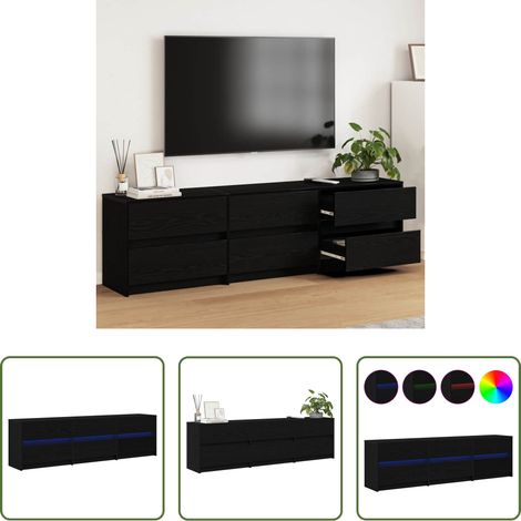 Meuble tv mur - Unites TV 2 pcs Chêne noir 180 x 34 x 50 cm Bois d'ingénierie (1/5)