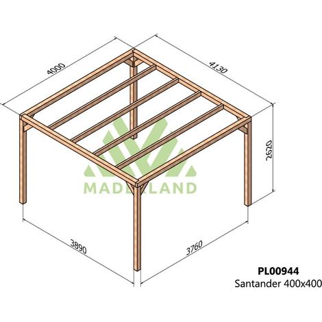 Pérgola de Madera Laminada Santander (Maderland) - Gardeneas - 400 x 400 cm (1/3)