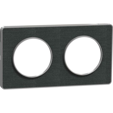 SCHNEIDER ELECTRIC - ODACE TOUCH - PLQ KVADRAT OMBRE/ALU 2 POSTES HORIZ. OU VERT. ENTRAXE 71MM - S530804KB (1/3)