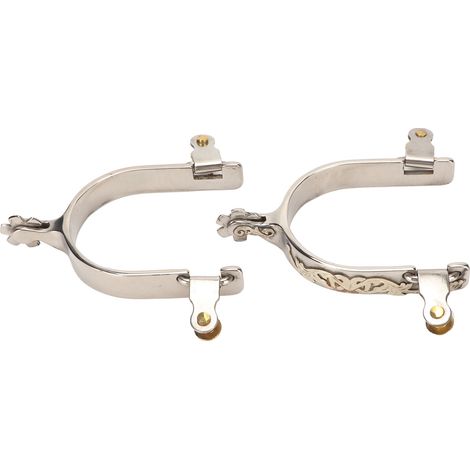 paire d'éperons de cheval en acier inoxydable, style western, pour hommes et femmes, avec mécanisme rotatif pour l'équitation (1/5)