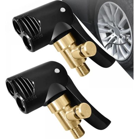2 Pack Car Tire Valve Adapter, Inflator Nozzle, Lever Car Valve Adapter, Air Pump Valve Adapter for Car or Truck, Bicycle, Motorcycle (1/5)