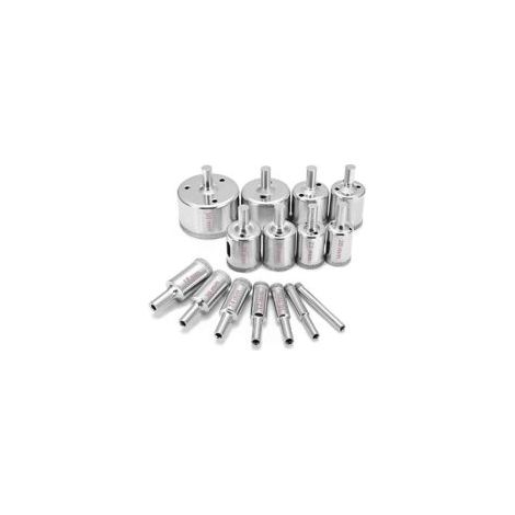 Set di 15 punte diamantate, da 6 a 50 mm, per il taglio a umido di vetro, granito, porcellana, ceramica e marmo - Crezuo