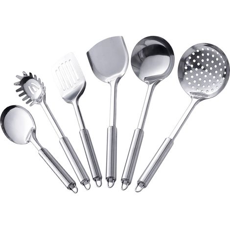 Juego de utensilios de cocina resistentes de acero inoxidable de 6 piezas, accesorios de cocina, artículos esenciales para el hogar (1/2)