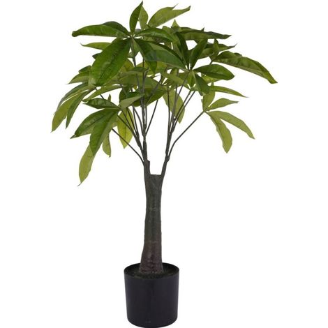 Faux Pachira Money Plant - Polyethylene Plastic - L40 x W40 x H65 cm - Green