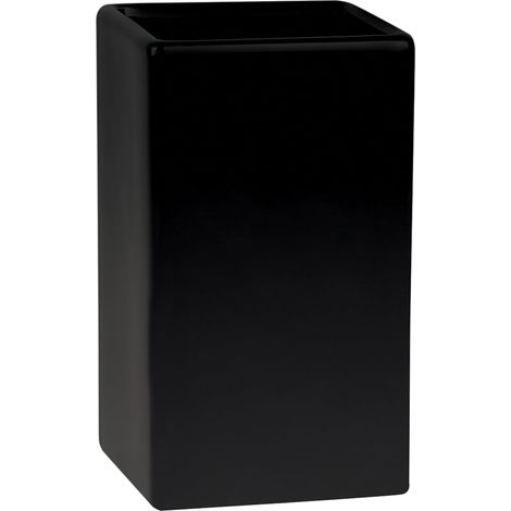 Porte-brosse à dents carré en céramique - 6,5 x 10,5 cm - Noir mat (1/4)