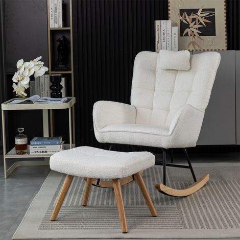 Rocking Chair Rocker Chair Single Recliner Casual Lounger Lounge Chair Cushion for Living Room Bedroom (1/5)