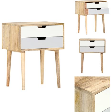 Table de chevet 47x35x59 cm Bois de manguier massif - Table De Chevet - Meubles De Chambre - Table Nuit - Bois De Manguier - Design Rustique (1/5)