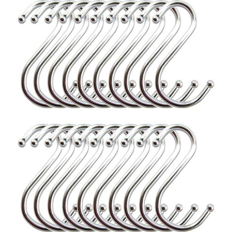 Crochet S Acier Inoxydable, Crochet Cuisine Crochets en Forme de S Suspension Accroche Ustensiles de Cuisine(Lot de 20) (1/5)