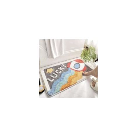 Tappetino da bagno extra-large (a forma di razzo, 40 x 60 cm): morbido, assorbente e antiscivolo. - Crezuo