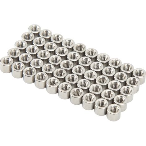50 écrous de raccordement ronds en acier inoxydable 304, filetage femelle M3, écrou cylindrique. (1/5)