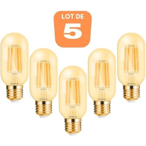 Lot de 5 ampoules LED T45 filament 4W E27 2200K (1/5)