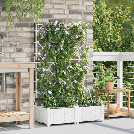 Garten-Pflanzgefäß 2 pcs Weiß Kunststoff (1/5)
