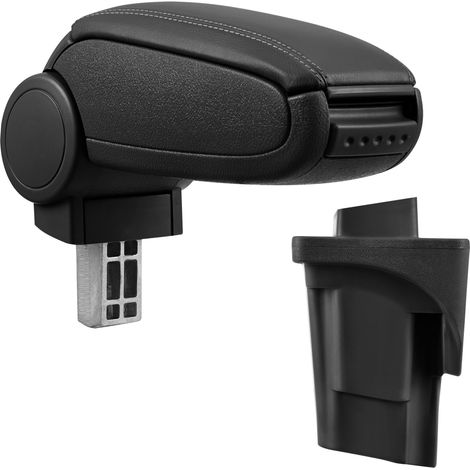 [pro.tec] Reposabrazos central para Seat León 1P (2005-2012) - apoyabrazos con compartimento - tapizado - polipiel - negro con costuras de color negro (1/5)