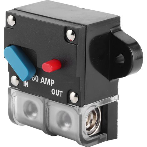 Disjoncteur 12-24 V pour moteur de pêche à la traîne, voiture, bateau, moto, système audio stéréo, porte-fusibles en ligne, onduleur 60 A (1/5)