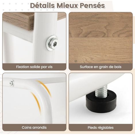 Portant à vêtements métal et étagères effet bois, penderie avec 5 niveaux de rangement, pour chambre ou entrée (1/5)