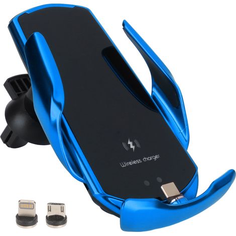 Q3 15W Intelligentes kabelloses magnetisches Autoladegerät mit Sensor und Lüftungsschlitzhalterung, Schnellladefunktion für Mobiltelefone, Blau (1/5)