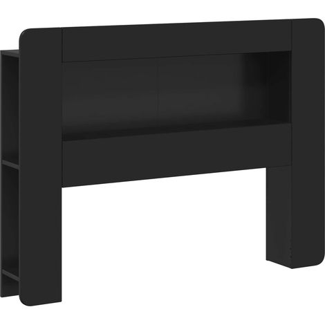 Headboard Cabinet with Storage Black Engineered Wood vidaXL (1/5)