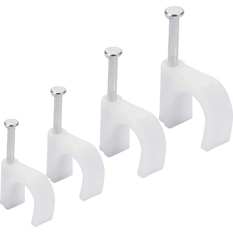 Cavalier Cable Electrique et Ethernet (Lot de 400) - 6 mm, 7 mm, 8 mm, 10 mm - Attache Cable Electrique avec Clous en Fer pour CAT5, CAT6, RG6, RG59, RJ45 & Câbles TV (1/5)
